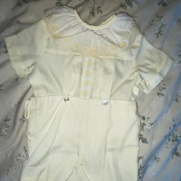 Children’s Vintage Ancè K yellow laced rompers; 3 set